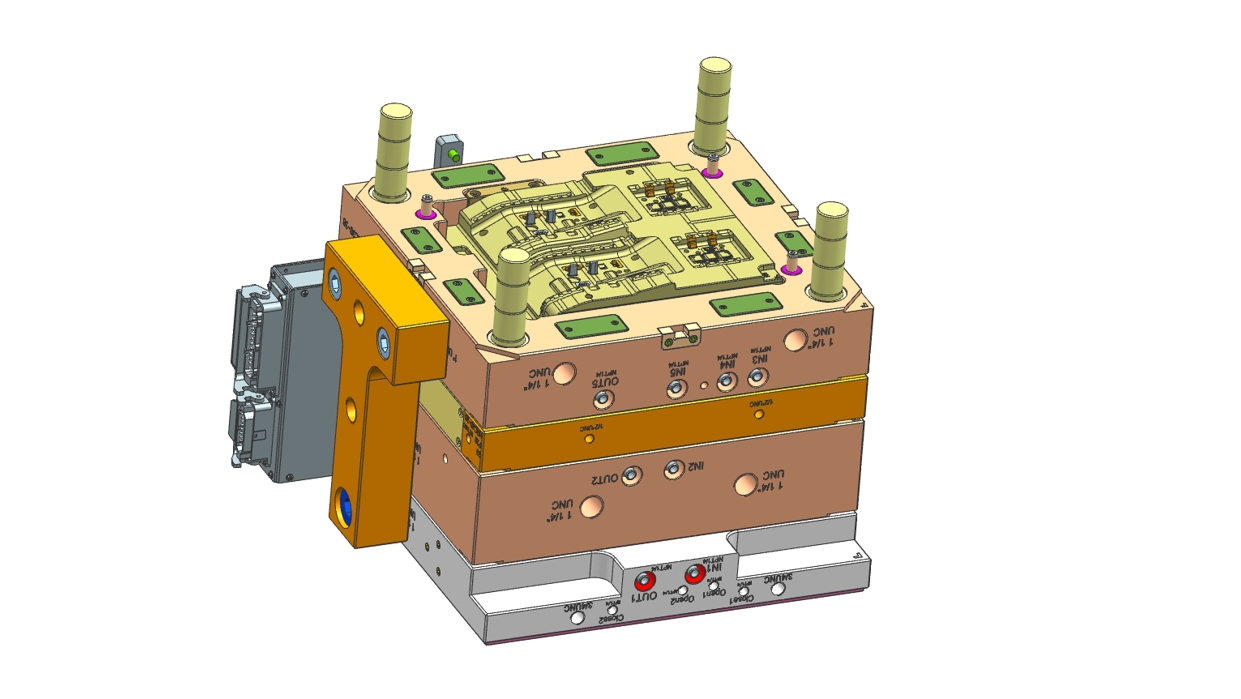 c) 前模組裝3D圖